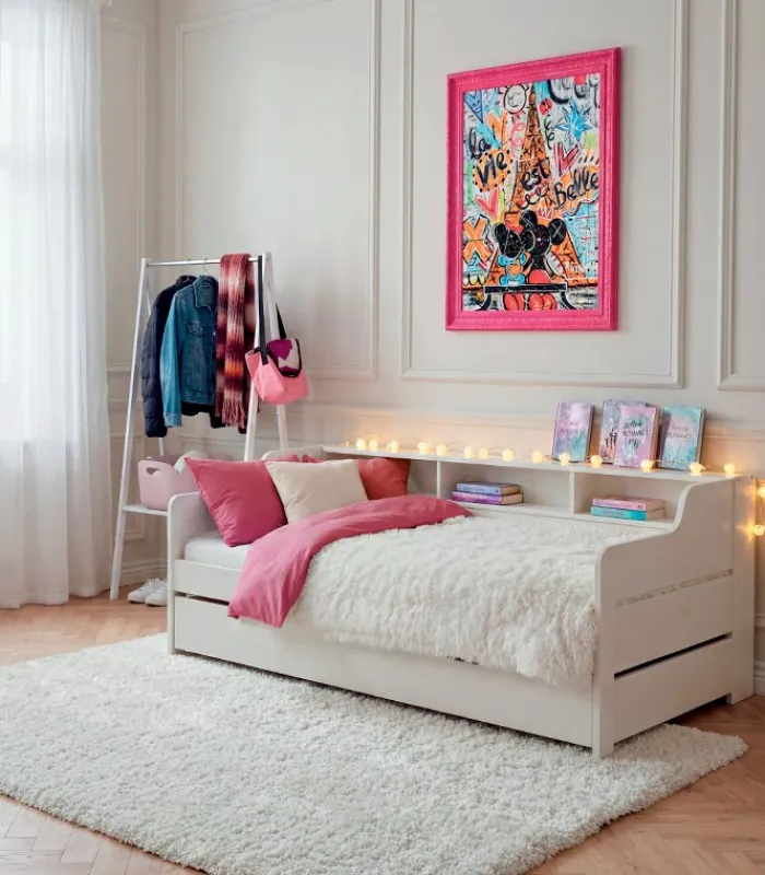 Lits|Cocktail Scandinave Lit pin massif blanc 90×190 BORSEN