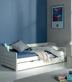 Lits|Cocktail Scandinave Lit pin massif blanc 90×190 COSY VICKY