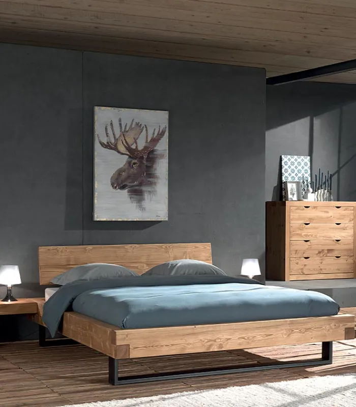Lits|Cocktail Scandinave Lit pin massif brossé 2 places NORDLAND