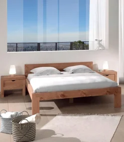 Lits|Cocktail Scandinave Lit pin massif ciré 2 places MALMOE