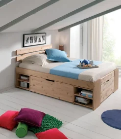 Lits|Cocktail Scandinave Lit pin massif 2 places à tiroirs JANIS