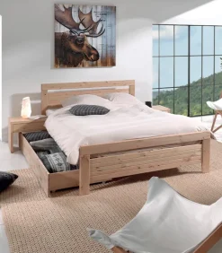 Lits|Cocktail Scandinave Lit pin massif 2 places ZERMAT 140 x 200