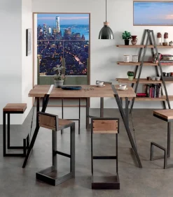 Tables|Cocktail Scandinave Mange-debout sapin massif et métal WESTMOUNT