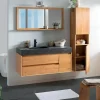 Meubles Avec Vasques|Cocktail Scandinave Meuble mural long 2 tiroirs et vasque pierre – GREENLAND