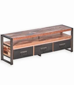 Meubles Tv|Cocktail Scandinave Meuble TV bois de bateau et métal SAMBA
