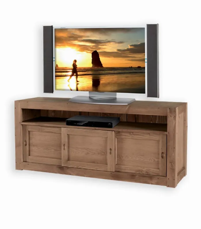 Meubles Tv|Cocktail Scandinave Meuble TV pin massif 3 portes coulissantes MOVING