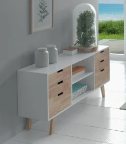Meubles Tv|Cocktail Scandinave Meuble TV RICK en bois teinté blanc