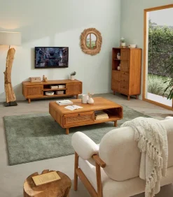 Découvrez Nos Meubles En Teck|Meubles Tv|Cocktail Scandinave Meuble TV teck massif CARAWA 2 portes