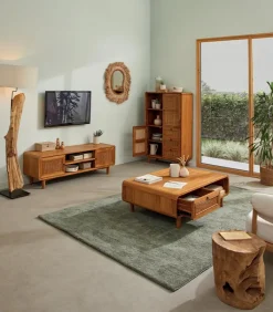Découvrez Nos Meubles En Teck|Meubles Tv|Cocktail Scandinave Meuble TV teck massif CARAWA 2 portes