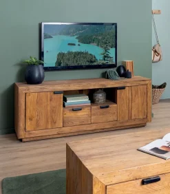 Découvrez Nos Meubles En Teck|Meubles Tv|Cocktail Scandinave Meuble TV teck massif OLAND