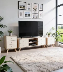 Meubles Tv|Cocktail Scandinave Meuble TV 4 tiroirs LOGAN