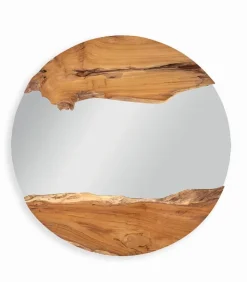 Découvrez Nos Meubles En Teck|Miroirs & Cloisons|Cocktail Scandinave Miroir rond teck recyclé VERA