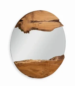 Découvrez Nos Meubles En Teck|Miroirs & Cloisons|Cocktail Scandinave Miroir rond teck recyclé VERA