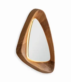 Découvrez Nos Meubles En Teck|Miroirs & Cloisons|Cocktail Scandinave Miroir teck recyclé NOA avec LED