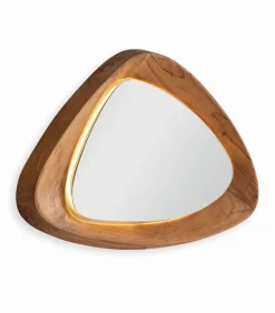 Découvrez Nos Meubles En Teck|Miroirs & Cloisons|Cocktail Scandinave Miroir teck recyclé SALLA avec LED