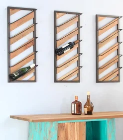 Découvrez Nos Meubles En Teck|Bars & Étagères À Vin|Cocktail Scandinave Porte bouteilles mural en teck GABO