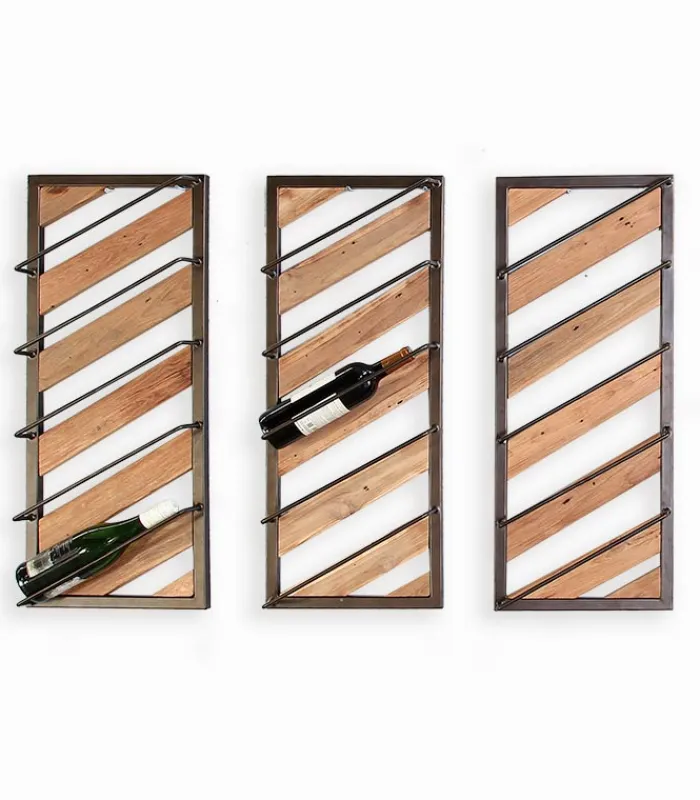 Découvrez Nos Meubles En Teck|Bars & Étagères À Vin|Cocktail Scandinave Porte bouteilles mural en teck GABO