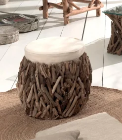 Poufs, Tabourets & Bancs|Poufs, Tabourets & Bancs|Cocktail Scandinave Pouf bois flotté WOODREAM