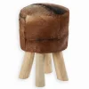 Poufs, Tabourets & Bancs|Poufs, Tabourets & Bancs|Cocktail Scandinave Pouf teck et peau GREENFIELD