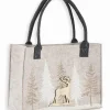 Accessoires Fashion|Cocktail Scandinave Sac feutrine beige sapins blancs