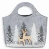 Accessoires Fashion|Cocktail Scandinave Sac feutrine grise sapins et cerfs