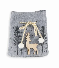 Accessoires Fashion|Cocktail Scandinave Sac feutrine grise sapins et flocons