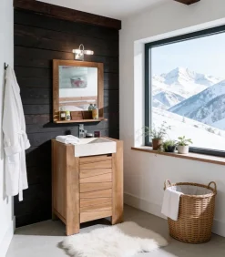 Découvrez Nos Meubles En Teck|Meubles Avec Vasques|Cocktail Scandinave Salle de bains en teck SOLO