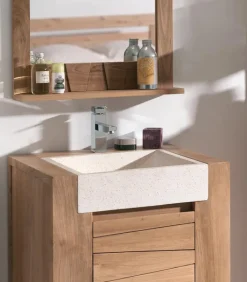 Découvrez Nos Meubles En Teck|Meubles Avec Vasques|Cocktail Scandinave Salle de bains en teck SOLO