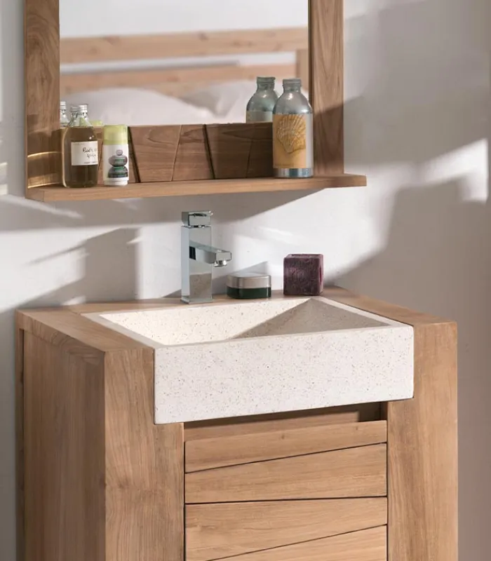 Découvrez Nos Meubles En Teck|Meubles Avec Vasques|Cocktail Scandinave Salle de bains en teck SOLO