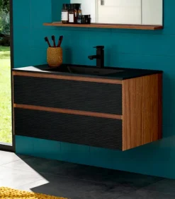 Meubles Avec Vasques|Cocktail Scandinave Salle de bains mural vasque noir SYLVAN