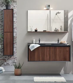 Meubles Avec Vasques|Cocktail Scandinave Salle de bains mural vasques noires AMADORA
