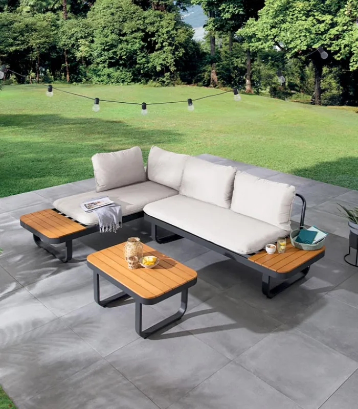 Ensembles De Jardin|Cocktail Scandinave Salon de jardin canapé d’angle modulable HOLBOX