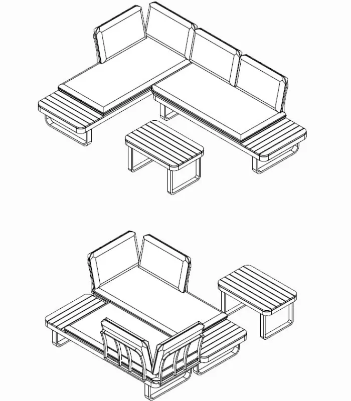 Ensembles De Jardin|Cocktail Scandinave Salon de jardin canapé d’angle modulable HOLBOX
