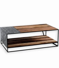 Tables Basses|Cocktail Scandinave Table basse bois de bateau et métal L 120 cm DUSTIN