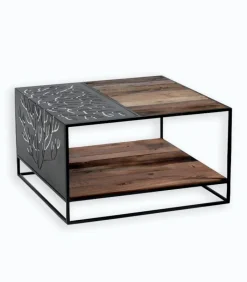 Tables Basses|Cocktail Scandinave Table basse bois de bateau et métal L 70 cm DUSTIN