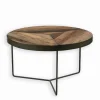 Tables Basses|Cocktail Scandinave Table basse bois de bateau ronde DUSTIN Ø 80 cm