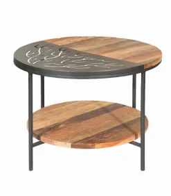Tables Basses|Cocktail Scandinave Table basse bois de bateau TIWI double plateau Ø 60 cm