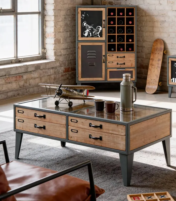 Tables Basses|Cocktail Scandinave Table basse MINDY 4 tiroirs