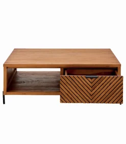Découvrez Nos Meubles En Teck|Tables Basses|Cocktail Scandinave Table basse teck massif CROXTON 2 tiroirs