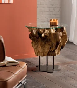 Découvrez Nos Meubles En Teck|Tables Basses|Cocktail Scandinave Table basse teck racine pied métal SERAM