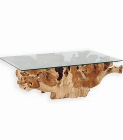 Découvrez Nos Meubles En Teck|Tables Basses|Cocktail Scandinave Table basse teck racine ROOTS avec plateau de verre