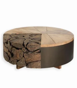 Découvrez Nos Meubles En Teck|Tables Basses|Cocktail Scandinave Table basse teck recyclé Ø 80 cm RAJA