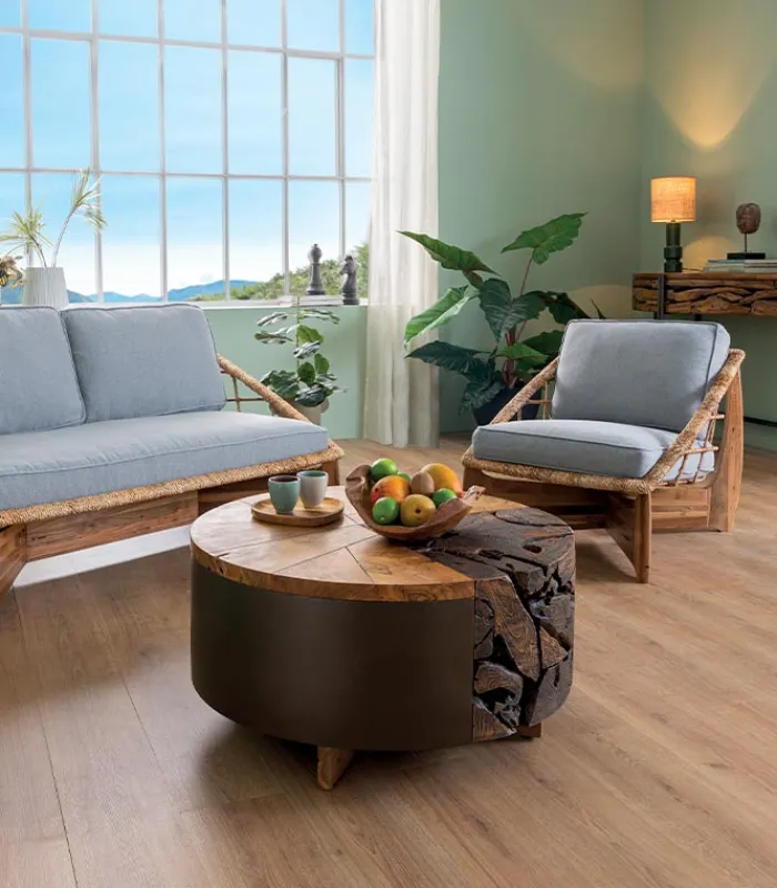 Découvrez Nos Meubles En Teck|Tables Basses|Cocktail Scandinave Table basse teck recyclé Ø 80 cm RAJA