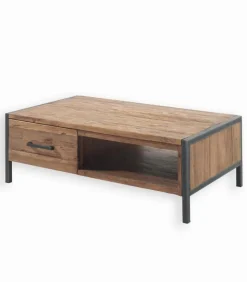 Découvrez Nos Meubles En Teck|Tables Basses|Cocktail Scandinave Table basse teck recyclé et fer vieilli BROWTON