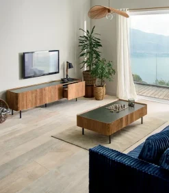 Découvrez Nos Meubles En Teck|Tables Basses|Cocktail Scandinave Table basse teck recyclé NEVADA 2 tiroirs