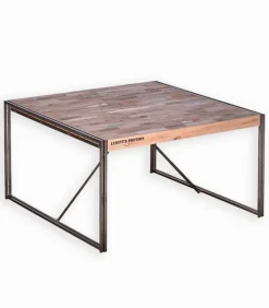 Tables|Cocktail Scandinave Table carrée bois de bateau et métal SAMBA
