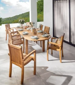 Découvrez Nos Meubles En Teck|Tables De Jardin|Cocktail Scandinave Table de jardin ovale avec allonge VARU
