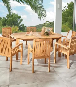 Découvrez Nos Meubles En Teck|Tables De Jardin|Cocktail Scandinave Table de jardin ovale avec allonge VARU