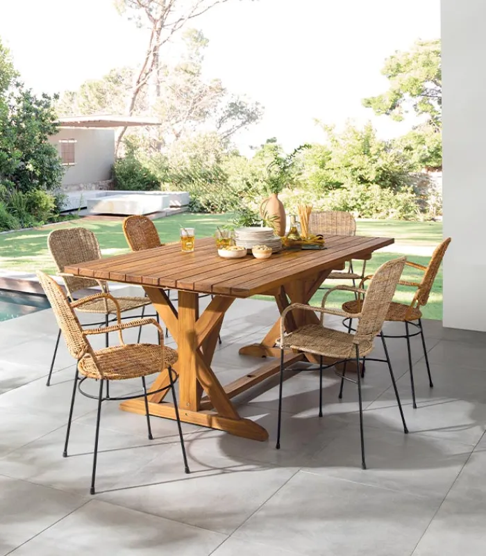 Tables De Jardin|Cocktail Scandinave Table de jardin rectangulaire teck JAYA