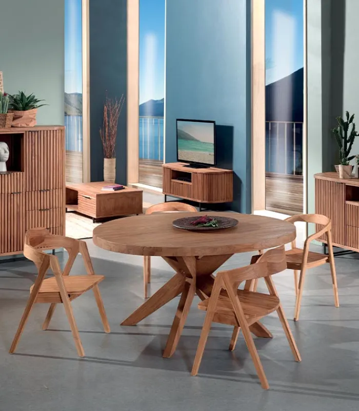 Découvrez Nos Meubles En Teck|Tables|Cocktail Scandinave Table ronde teck massif MAHINI